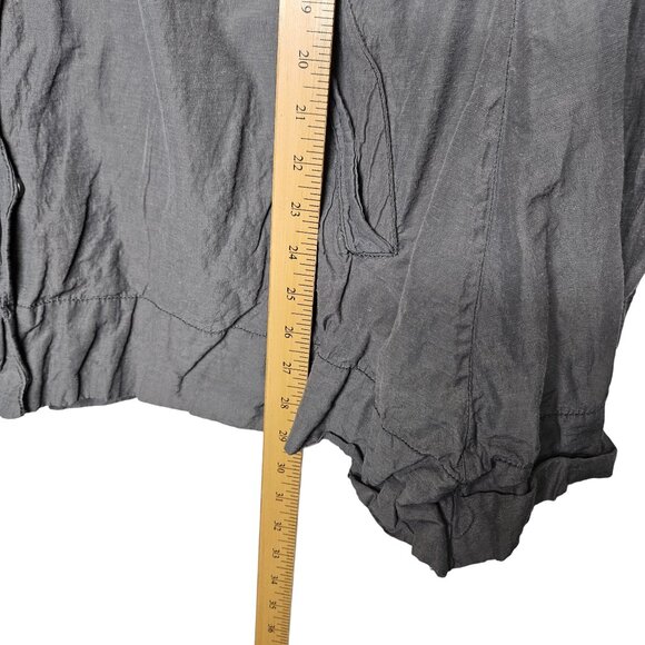 Eileen Fisher Lightweight Gray Crinkle Hooded Jacket Organic Cotton Blend L - Picture 10 of 12